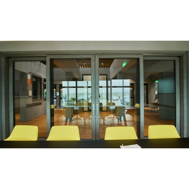 Ușă culisantă din PVC, cu ridicare, Barrier 85 Glissandor, sistem Lift Unit, 5200 X 2500 mm Ușă culisantă din PVC, cu ridicare, Barrier 85 Glissandor, sistem Lift Unit, 5200 X 2500 mm