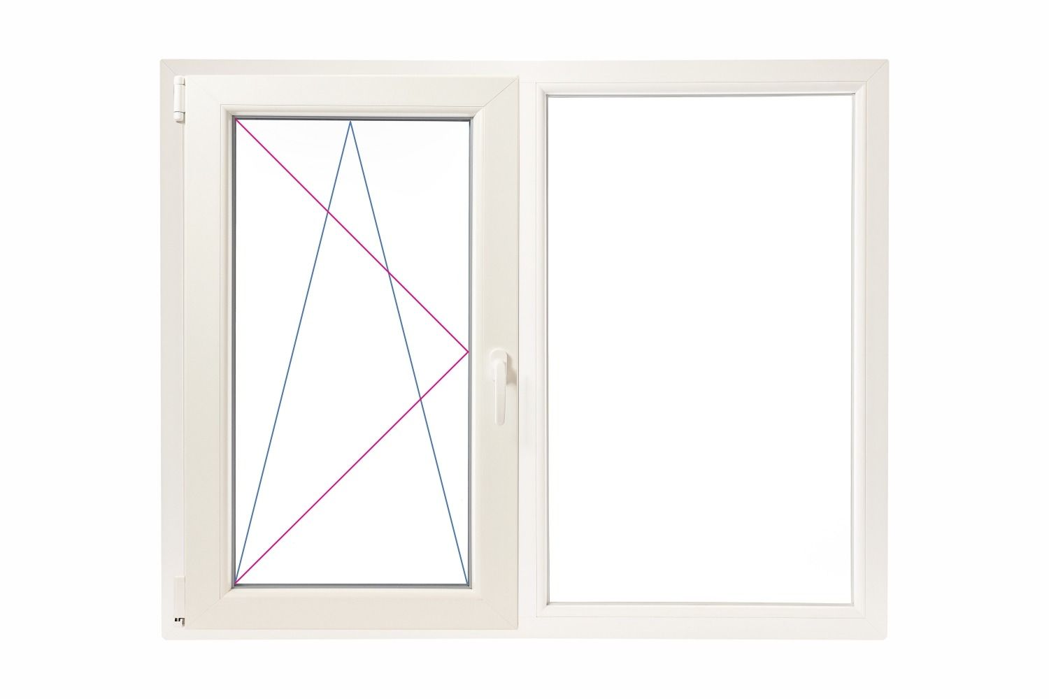 Fereastra PVC 2 canate, 1 canat mobil, deschidere stanga