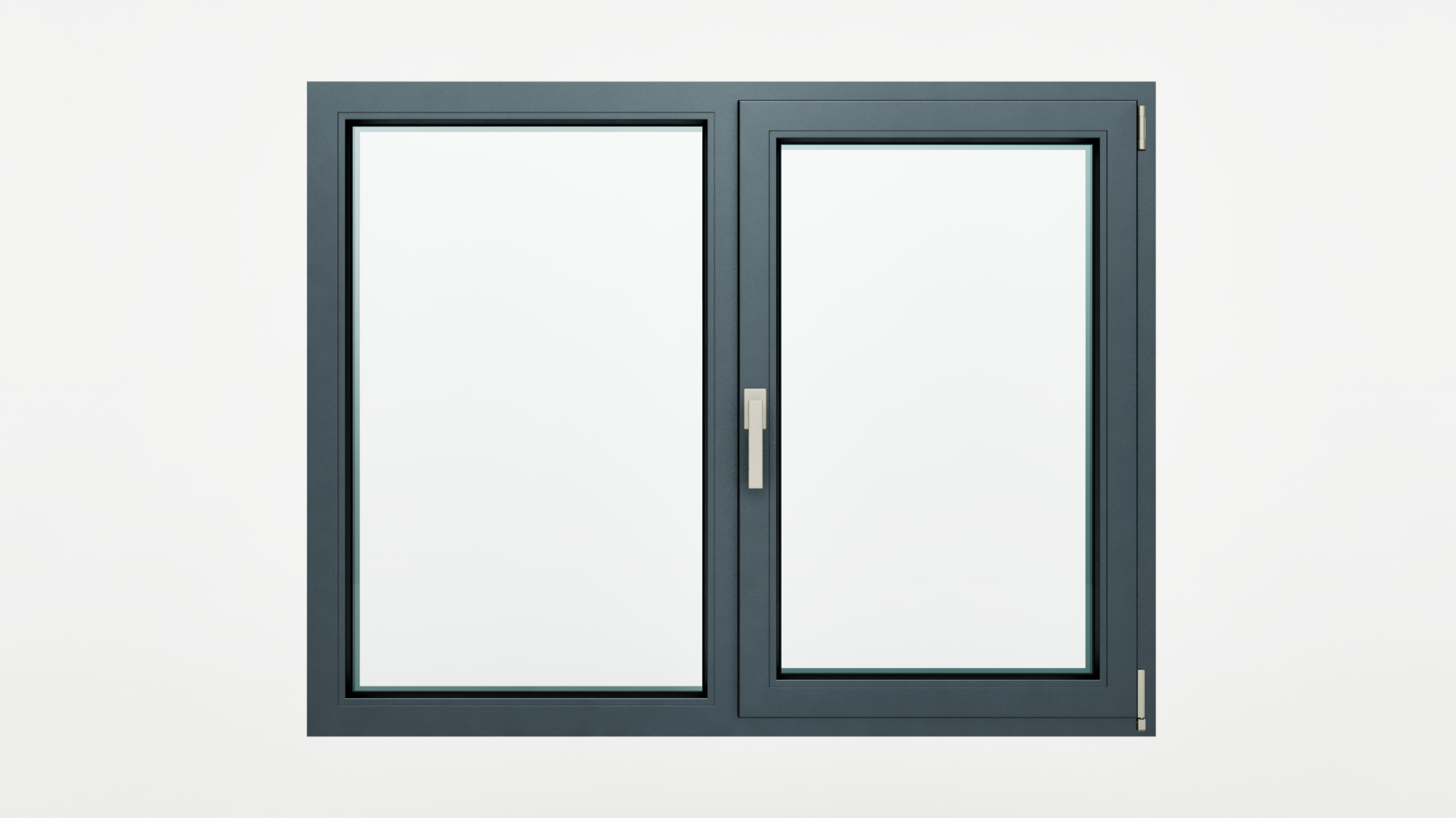 Fereastra aluminiu 2 canate, 1 canat mobil, deschidere dreapta