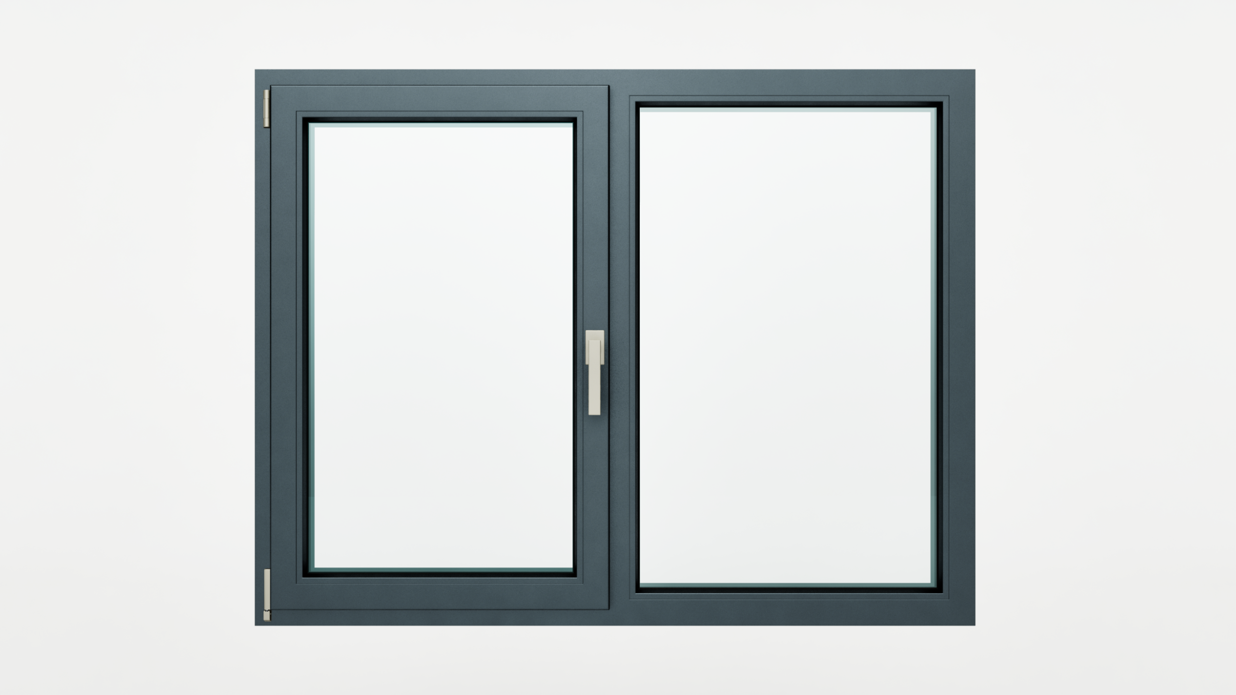 Fereastra aluminiu 2 canate, 1 canat mobil, deschidere stanga