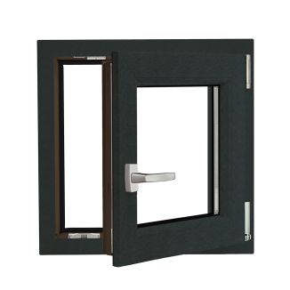 Fereastră PVC, cu geam termopan, Barrier 70 antracit, 560x560 mm, protectie solara, bagheta Warm Edge, 5 camere, 2 garnituri