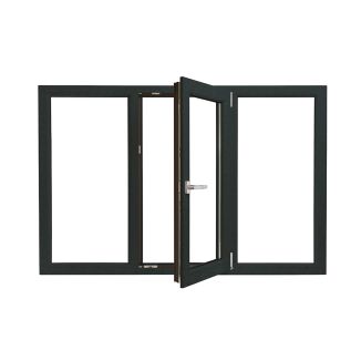 Fereastră PVC cu geam termopan, Barrier 75, antracit, 1160x1760 mm, profil 70 mm, 3 canate, protectie solara, bagheta Warm Edge, 5 camere