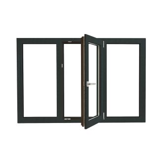 Fereastră PVC cu geam tripan, Barrier 80 antracit, 1760x1160 mm, profil 80 mm, 3 canate, sticlă 42 mm, 4 anotimpuri, 7 camere, 3 garnituri