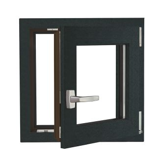 Fereastră PVC cu geam tripan, Barrier 80 antracit, 560x560 mm, profil 80 mm, sticlă 42 mm, 4 anotimpuri, 7 camere, 3 garnituri