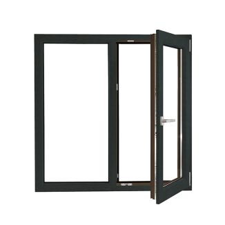 Fereastră PVC, cu geam termopan, Barrier 70 antracit, 1160x1160 mm, 2 canate, protectie solara, bagheta Warm Edge, 5 camere